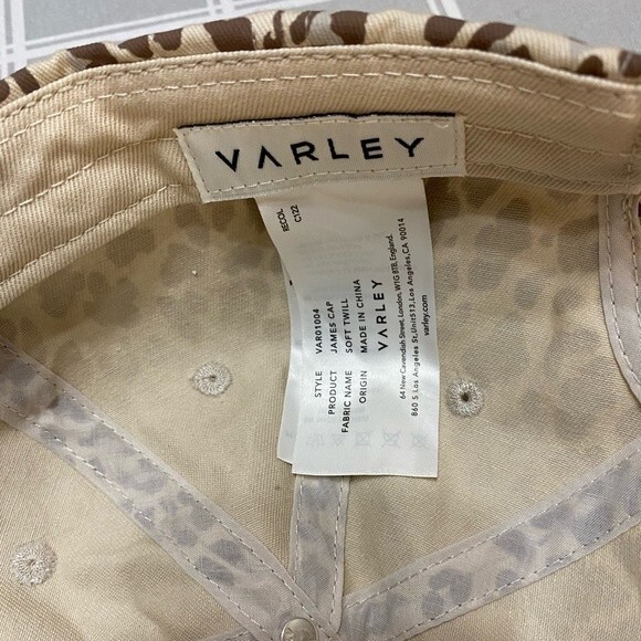 Women’s VARLEY James Adjustable Cap CUTE Tan Leo Hat Anthropologie Leopard Print - Picture 7 of 9